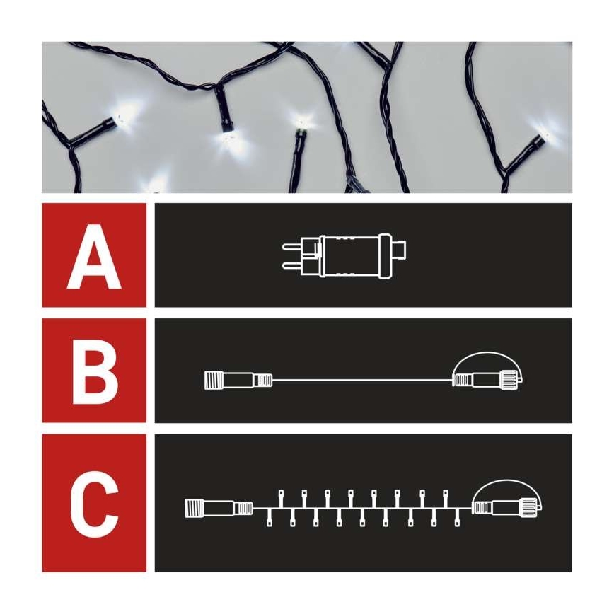 Koelwit LED Kerst buitenketting 100x LED / 15m IP44