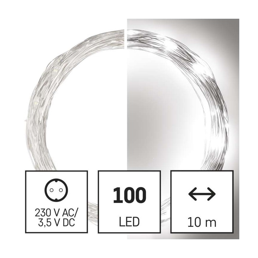 Koelwit LED Kerst buitenketting 100x LED / 15m IP44