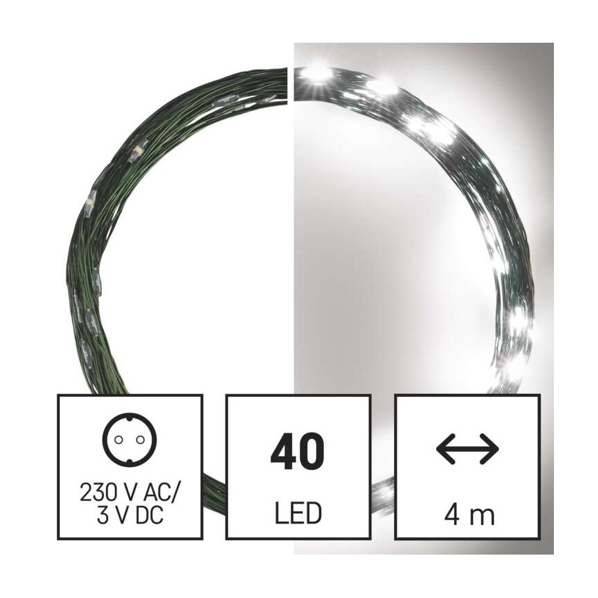Koelwit LED Kerst buitenketting 40x LED / 9m IP44