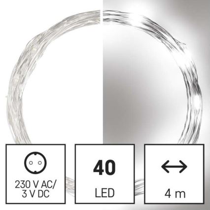 Koelwit LED Kerst buitenketting 40x LED / 9m IP44