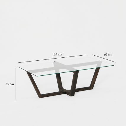 Koffie Tafel AMALFI 35x105 cm grenen/doorzichtig