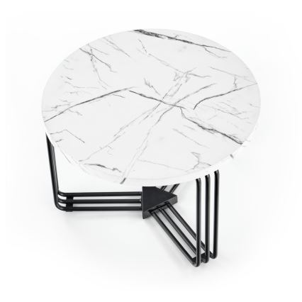 Koffie Tafel ANTICA 41x55 cm zwart/marmeren decor