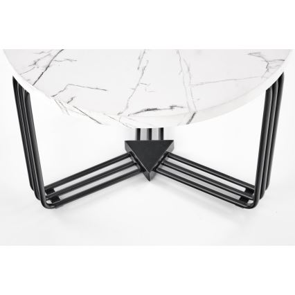 Koffie Tafel ANTICA 41x55 cm zwart/marmeren decor