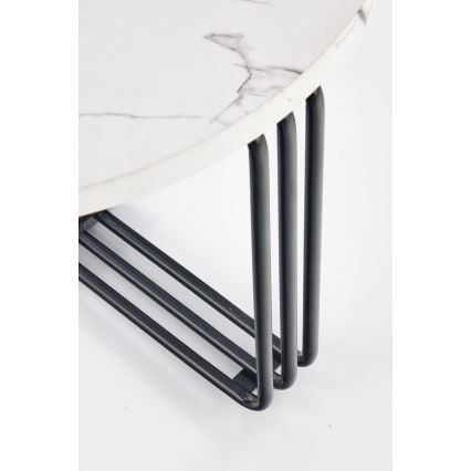 Koffie Tafel ANTICA 41x55 cm zwart/marmeren decor