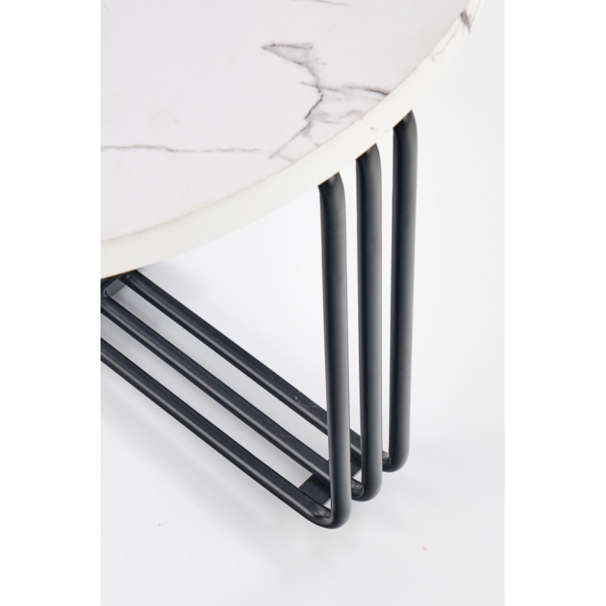 Koffie Tafel ANTICA 41x55 cm zwart/marmeren decor