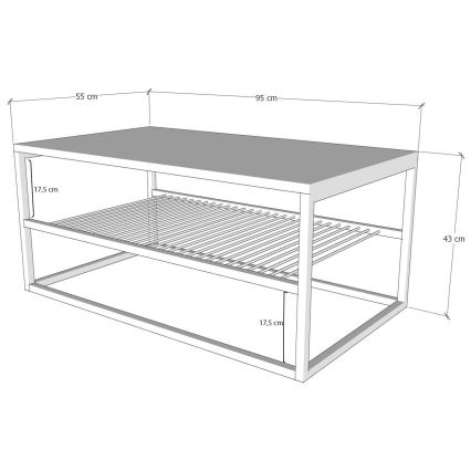 Koffie Tafel ASUDE 43x95 cm zwart/wit