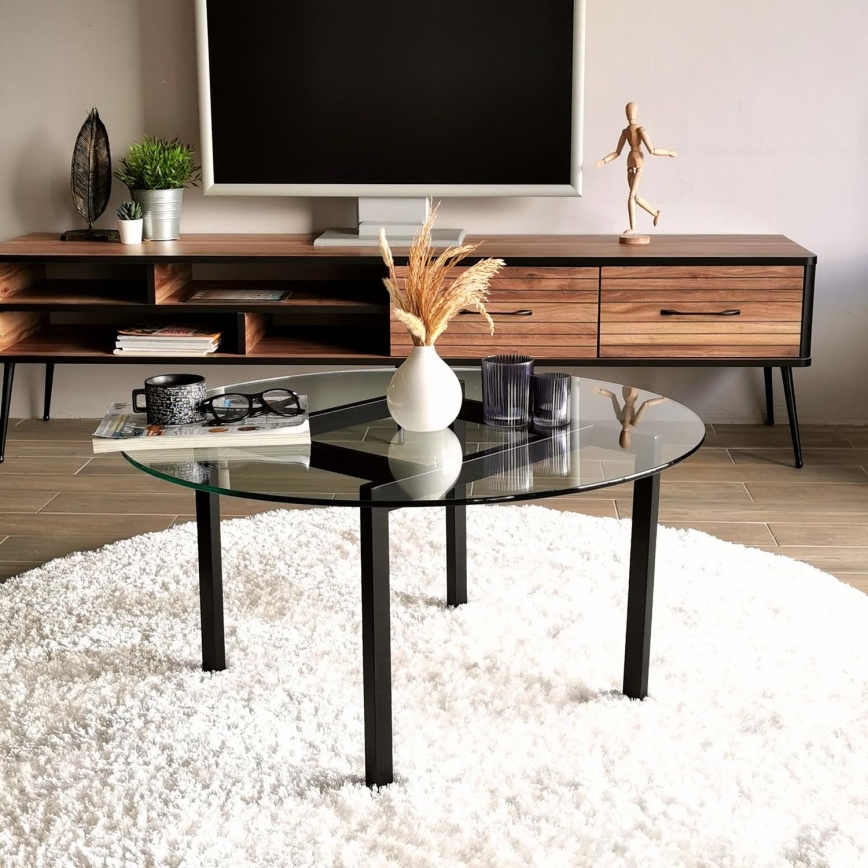 Koffie Tafel BALANCE 42x75 cm zwart/doorzichtig