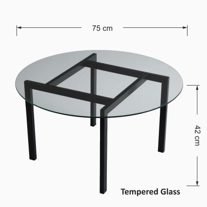 Koffie Tafel BALANCE 42x75 cm zwart/doorzichtig