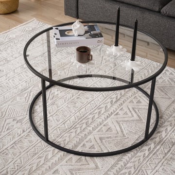 Koffie Tafel BERLIN 45x80 cm zwart/doorzichtig