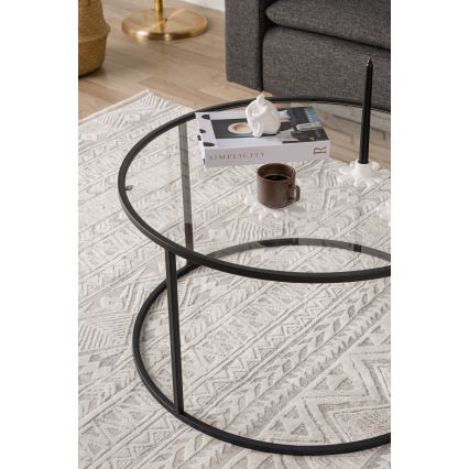 Koffie Tafel BERLIN 45x80 cm zwart/doorzichtig