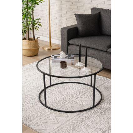 Koffie Tafel BERLIN 45x80 cm zwart/doorzichtig