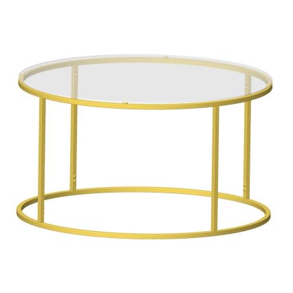 Koffie Tafel BERLIN 80x45 cm goud/doorzichtig