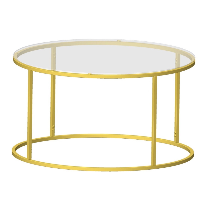Koffie Tafel BERLIN 80x45 cm goud/doorzichtig
