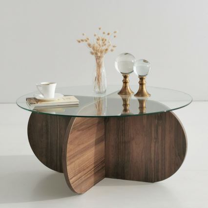 Koffie Tafel BUBBLE 35x75 cm bruin/doorzichtig