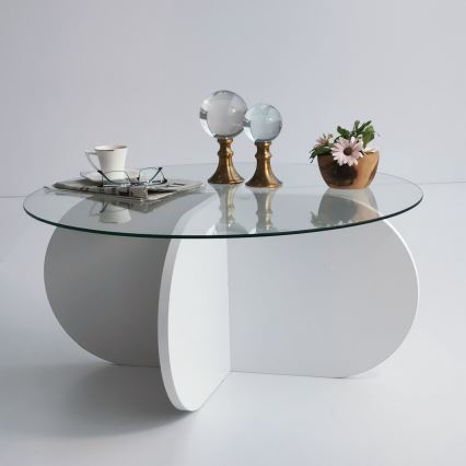 Koffie Tafel BUBBLE 35x75 cm wit/doorzichtig