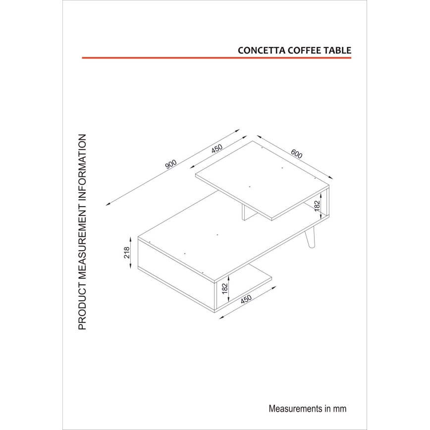 Koffie Tafel CONCETTA 40x90 cm wit