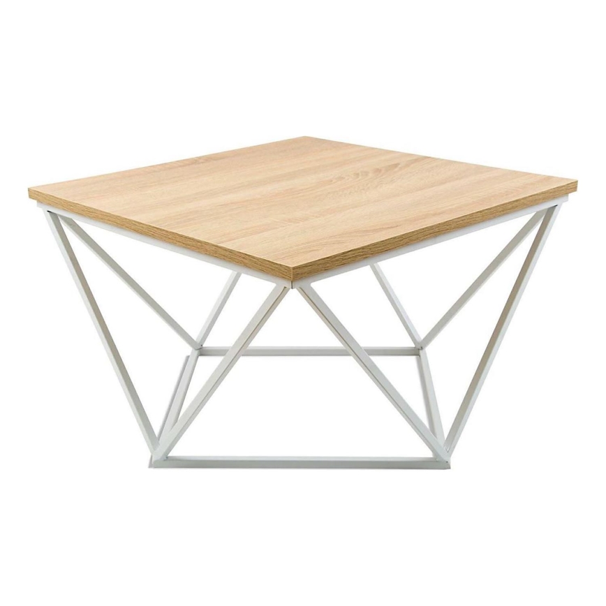 Koffie Tafel CURVED 60x60 cm wit/beige
