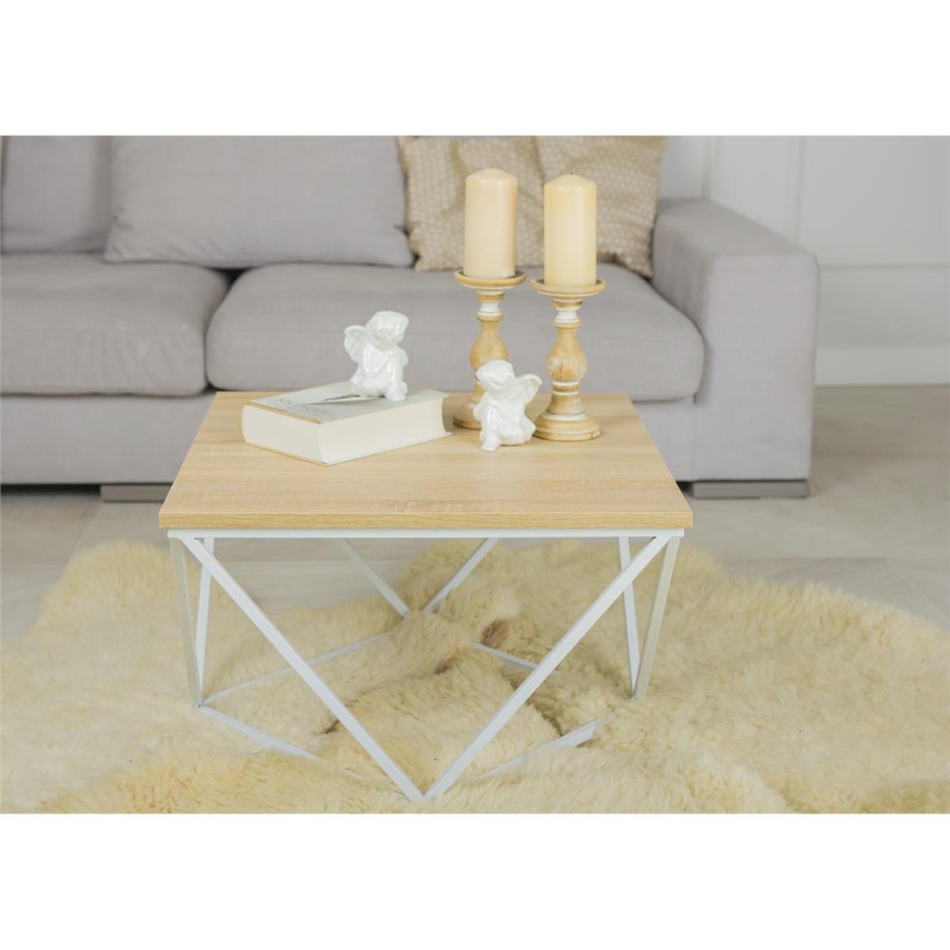 Koffie Tafel CURVED 60x60 cm wit/beige