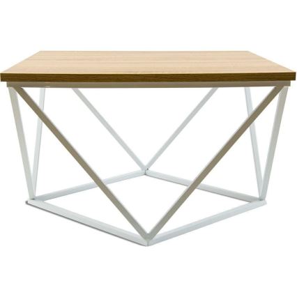 Koffie Tafel CURVED 60x60 cm wit/beige