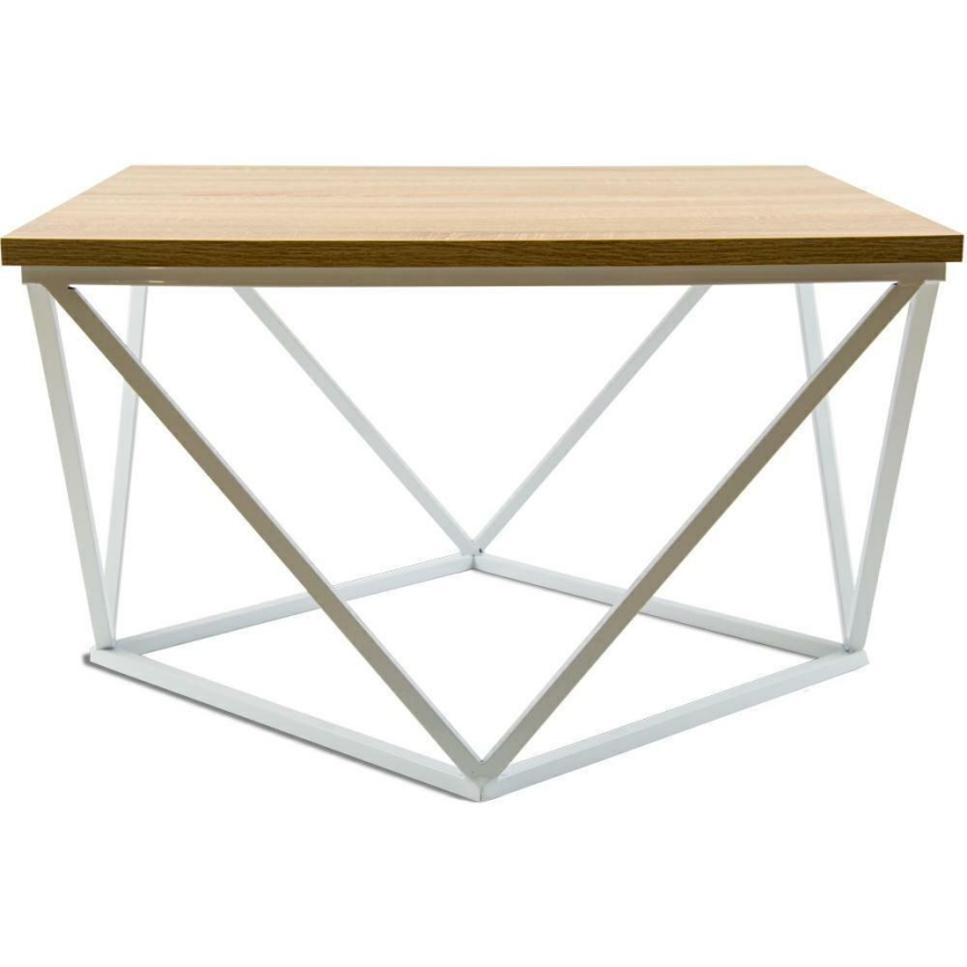 Koffie Tafel CURVED 60x60 cm wit/beige