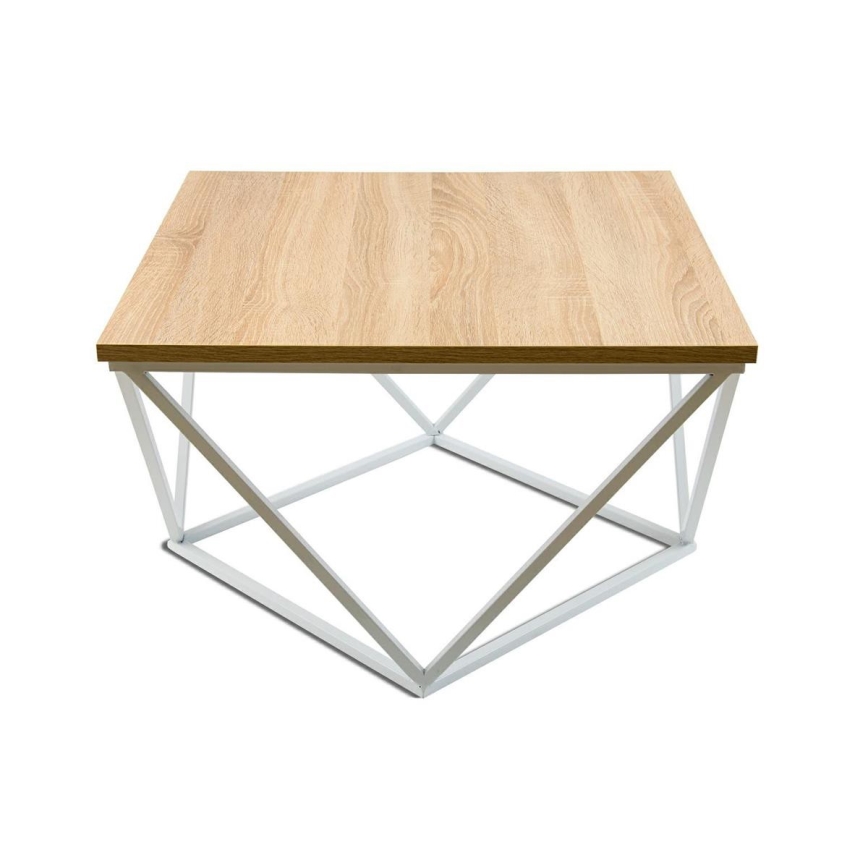 Koffie Tafel CURVED 60x60 cm wit/beige