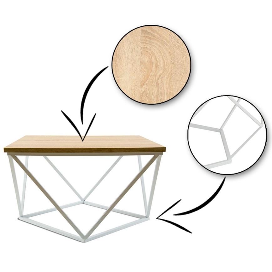 Koffie Tafel CURVED 60x60 cm wit/beige