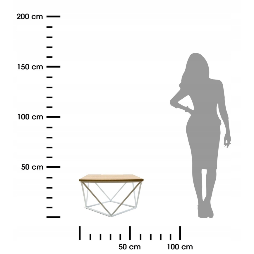 Koffie Tafel CURVED 60x60 cm wit/beige