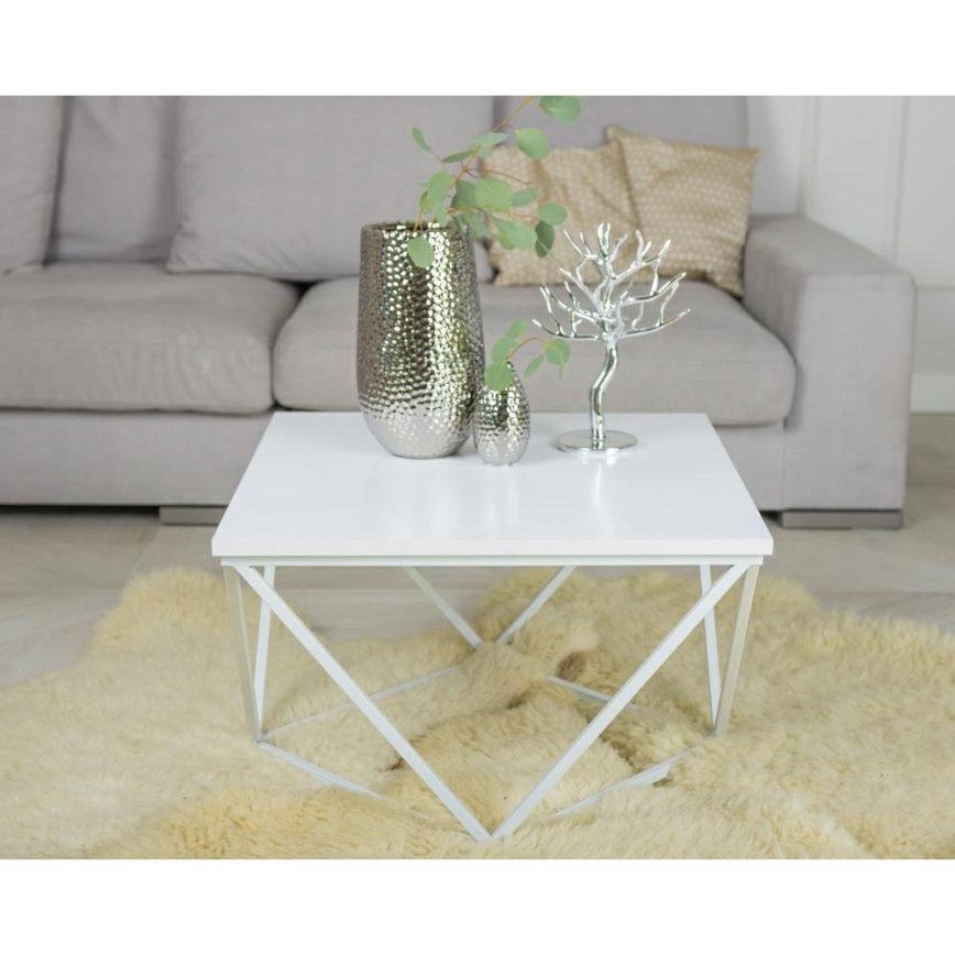 Koffie Tafel CURVED 60x60 cm wit