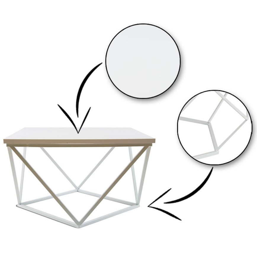 Koffie Tafel CURVED 60x60 cm wit