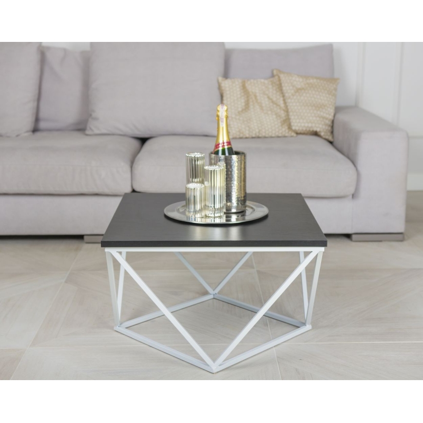 Koffie Tafel CURVED 60x60 cm wit/zwart