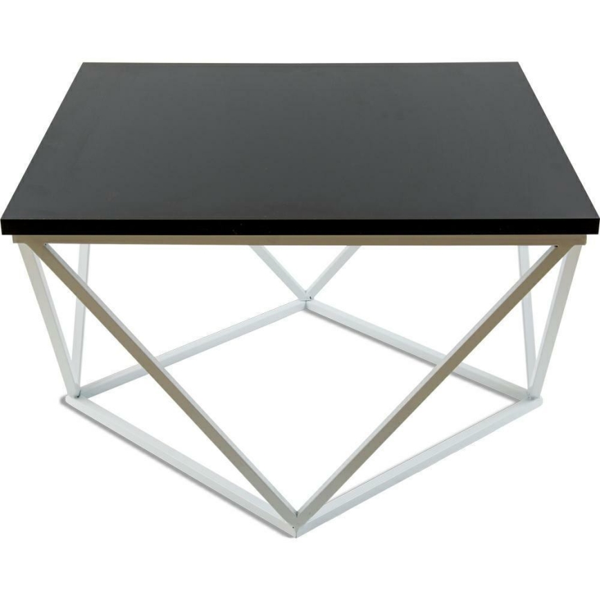 Koffie Tafel CURVED 60x60 cm wit/zwart