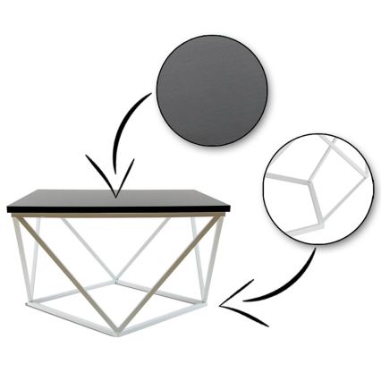 Koffie Tafel CURVED 60x60 cm wit/zwart