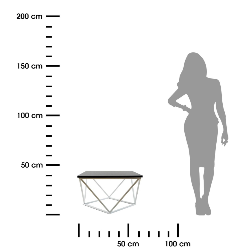 Koffie Tafel CURVED 60x60 cm wit/zwart