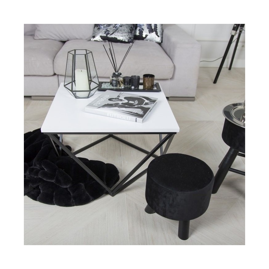 Koffie Tafel CURVED 62x62 cm zwart/wit