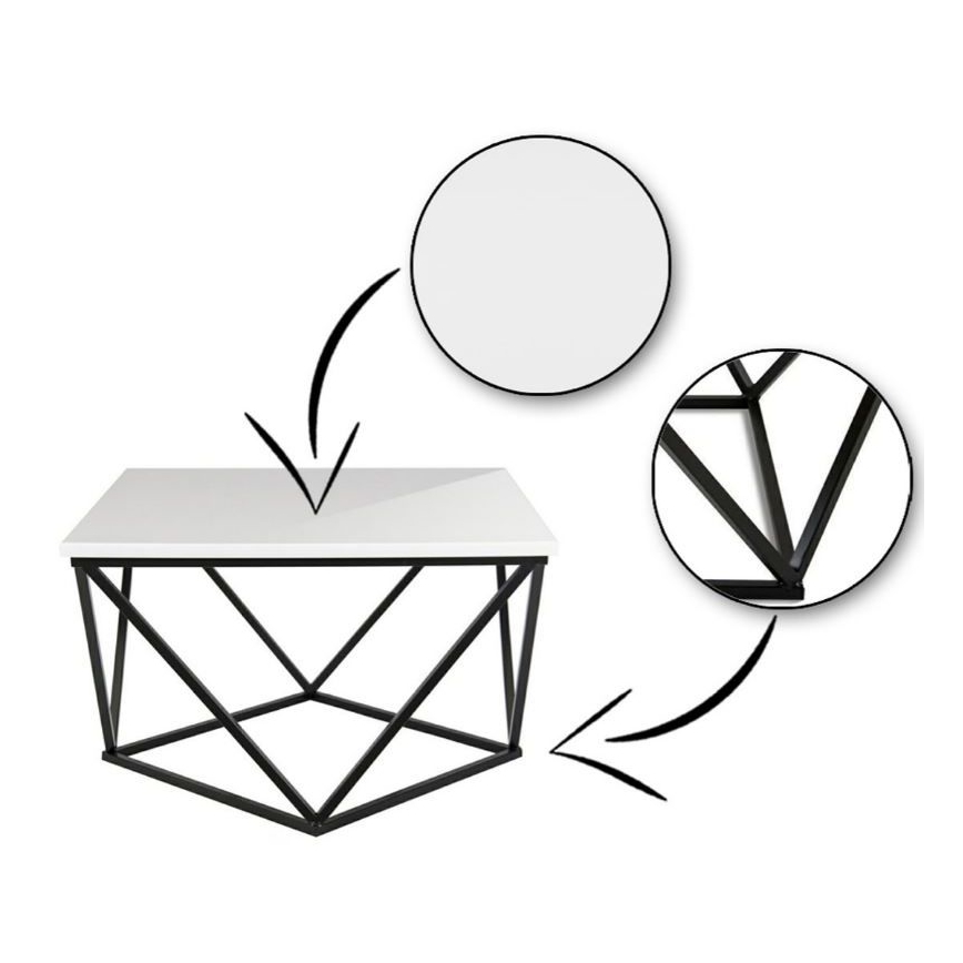 Koffie Tafel CURVED 62x62 cm zwart/wit