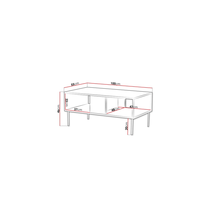 Koffie Tafel DECO 46x100 cm walnoot warmia