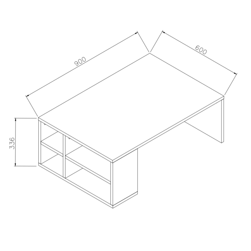 Koffie Tafel DEFNE 34x90 cm wit/bruin