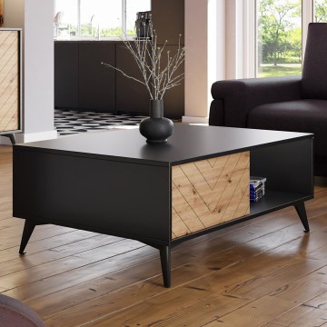 Koffie Tafel DIAMOND 40x104 cm zwart/bruin evoke