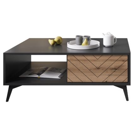 Koffie Tafel DIAMOND 40x104 cm zwart/bruin evoke