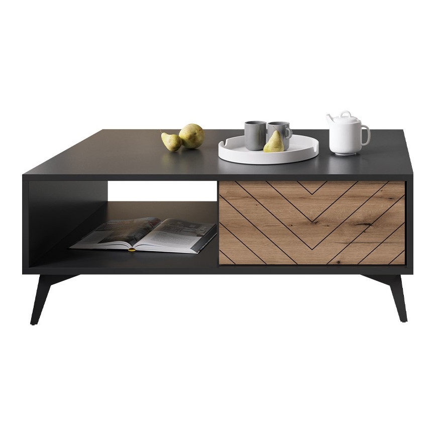 Koffie Tafel DIAMOND 40x104 cm zwart/bruin evoke