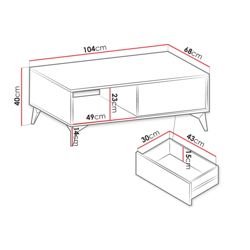 Koffie Tafel DIAMOND 40x104 cm zwart/bruin evoke