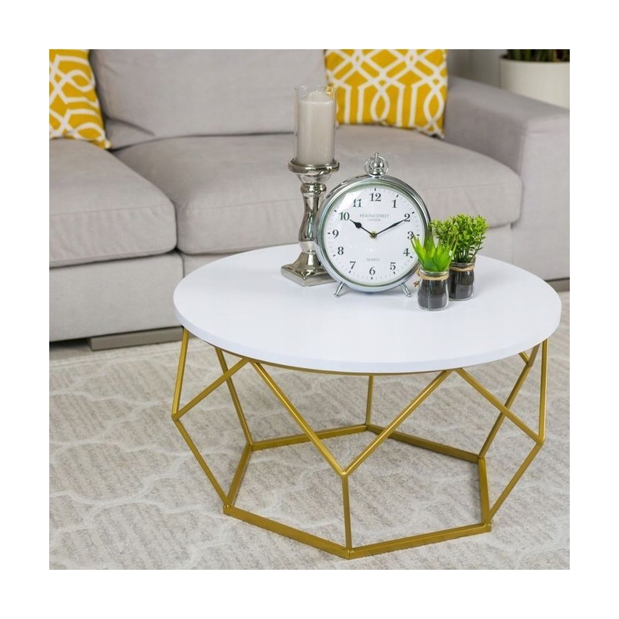 Koffie Tafel DIAMOND 40x70 cm goud/wit