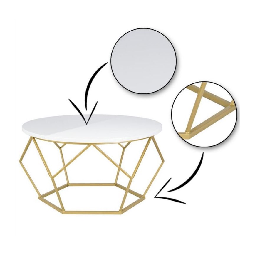 Koffie Tafel DIAMOND 40x70 cm goud/wit