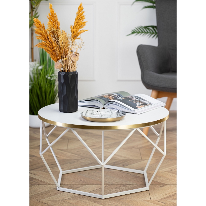 Koffie Tafel DIAMOND 40x70 cm goud/wit