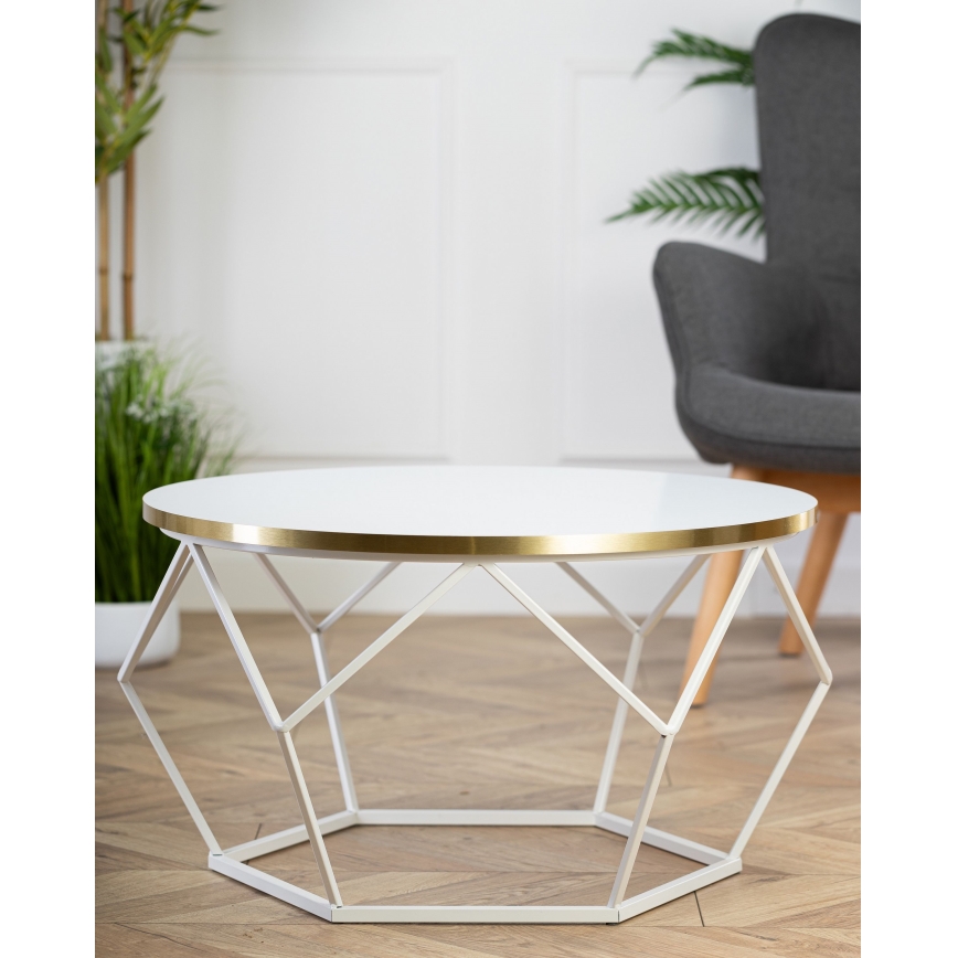Koffie Tafel DIAMOND 40x70 cm goud/wit