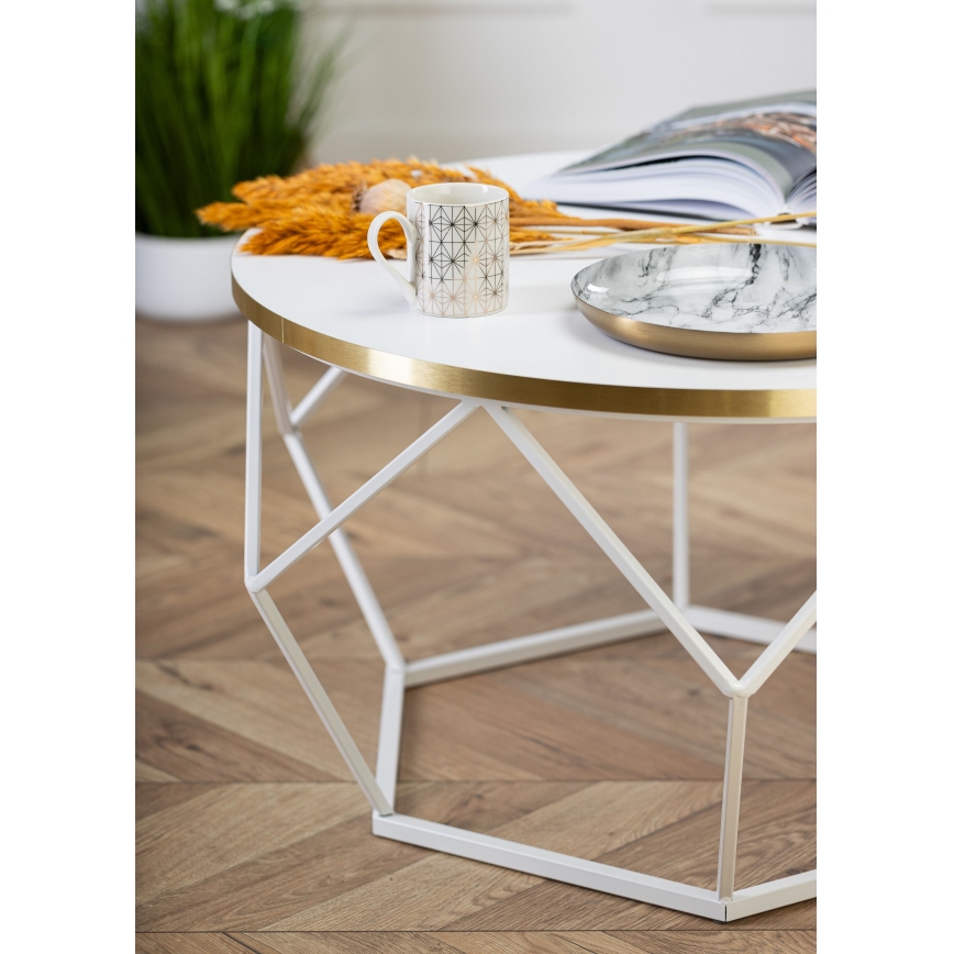 Koffie Tafel DIAMOND 40x70 cm goud/wit