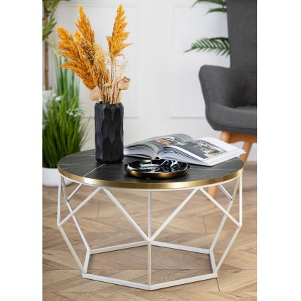 Koffie Tafel DIAMOND 40x70 cm goud/zwart/wit