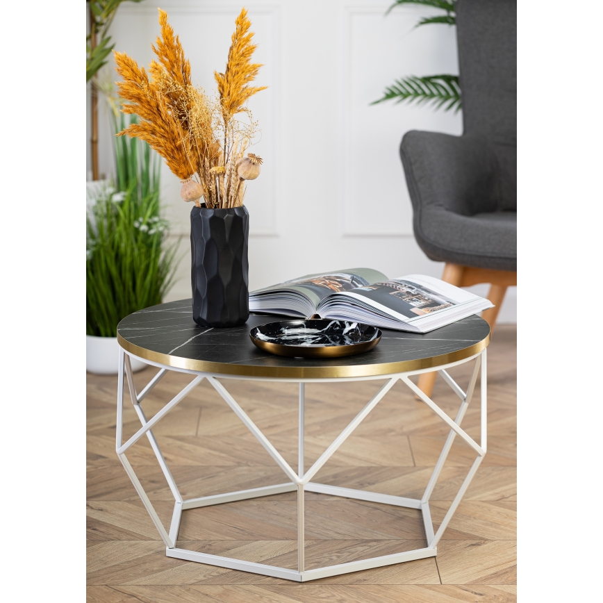 Koffie Tafel DIAMOND 40x70 cm goud/zwart/wit
