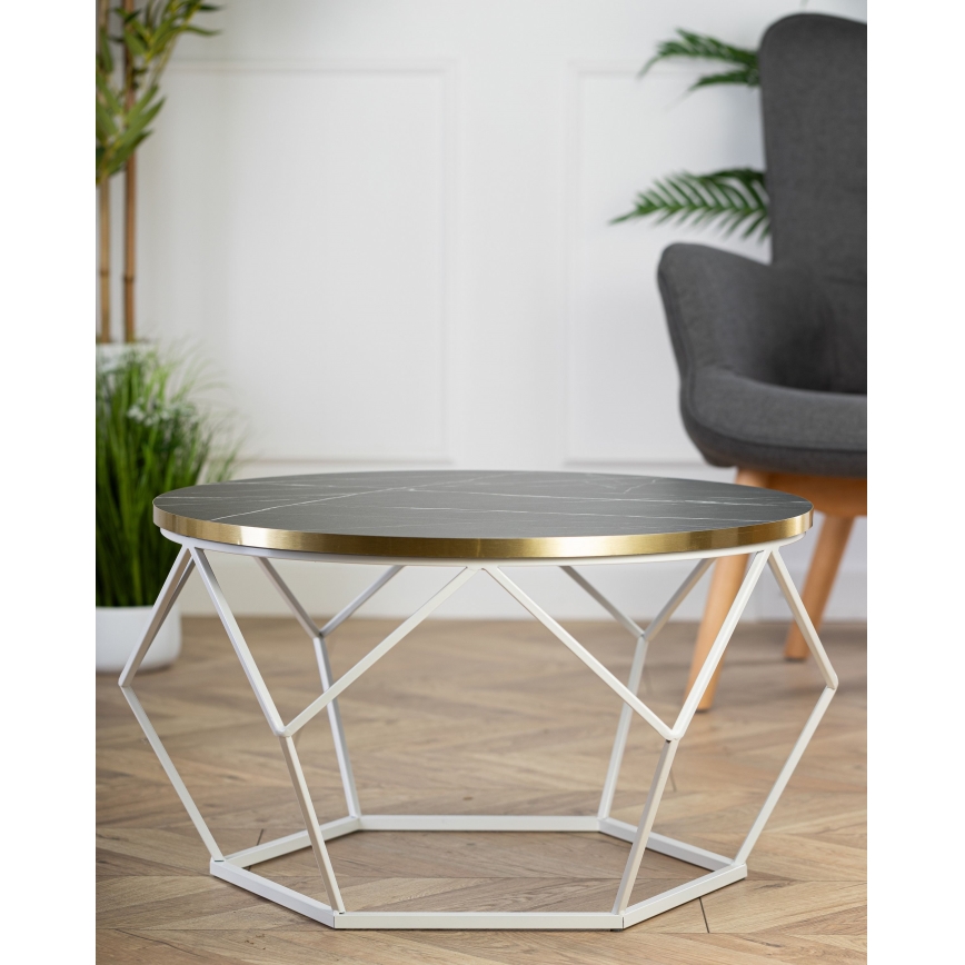 Koffie Tafel DIAMOND 40x70 cm goud/zwart/wit