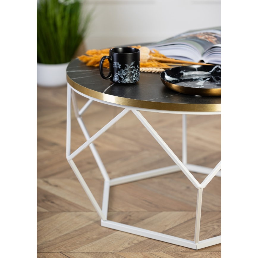 Koffie Tafel DIAMOND 40x70 cm goud/zwart/wit